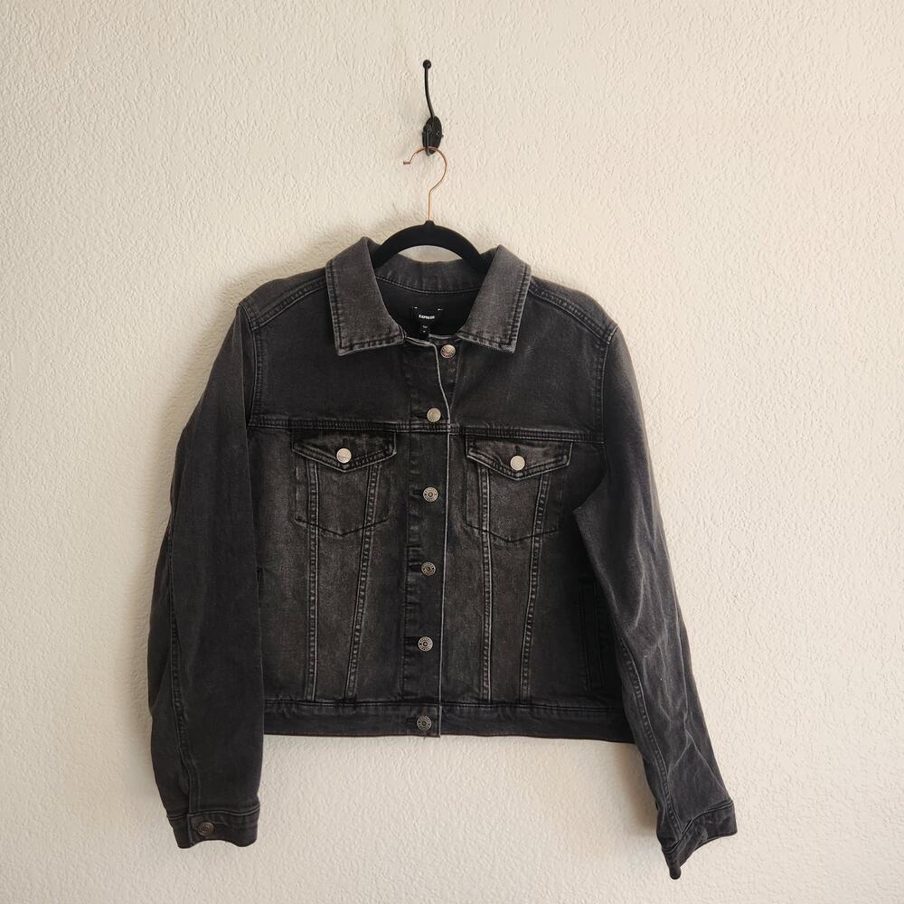 Express Women's Size XL Washed Black Denim‎ Jacket Brand New With Tags